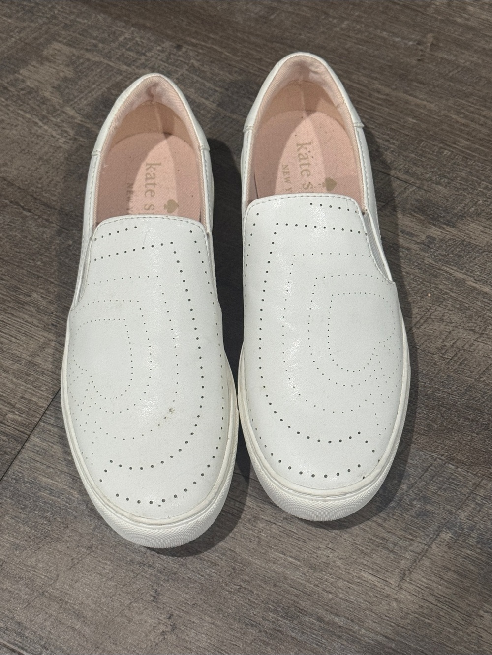 kate spade Men's White Perforated Leather Slip-On Sneakers